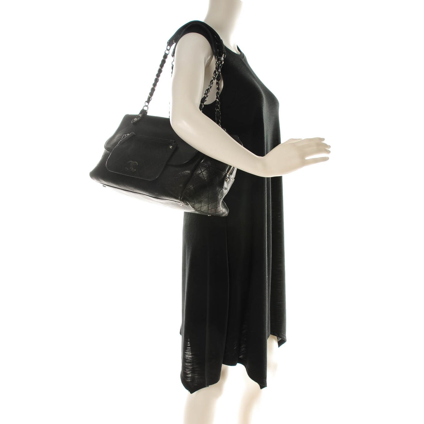 Glazed Caviar Pocket In The City Tote Black