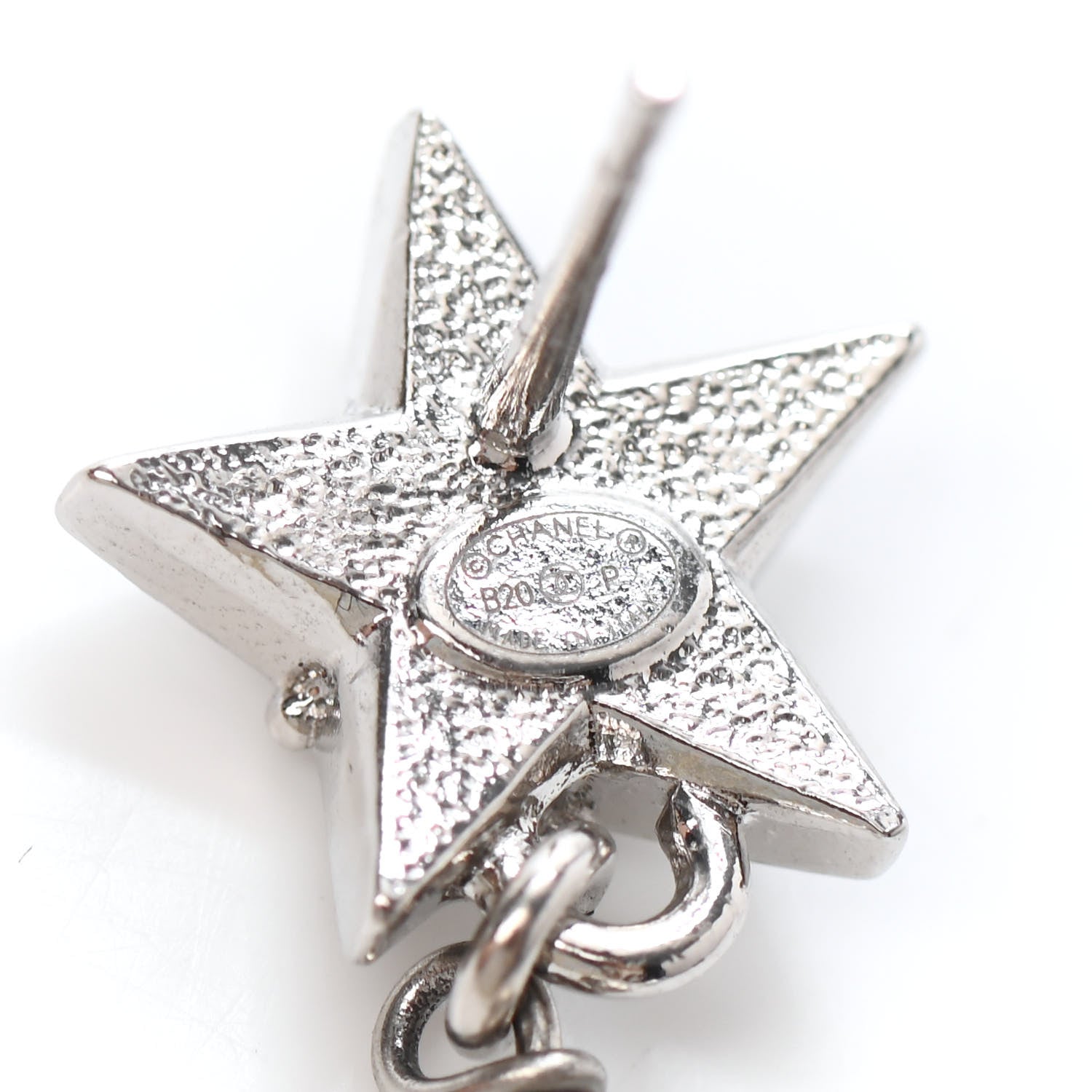 Chanel Crystal Pearl CC Star Drop Earrings Silver 4 of 4