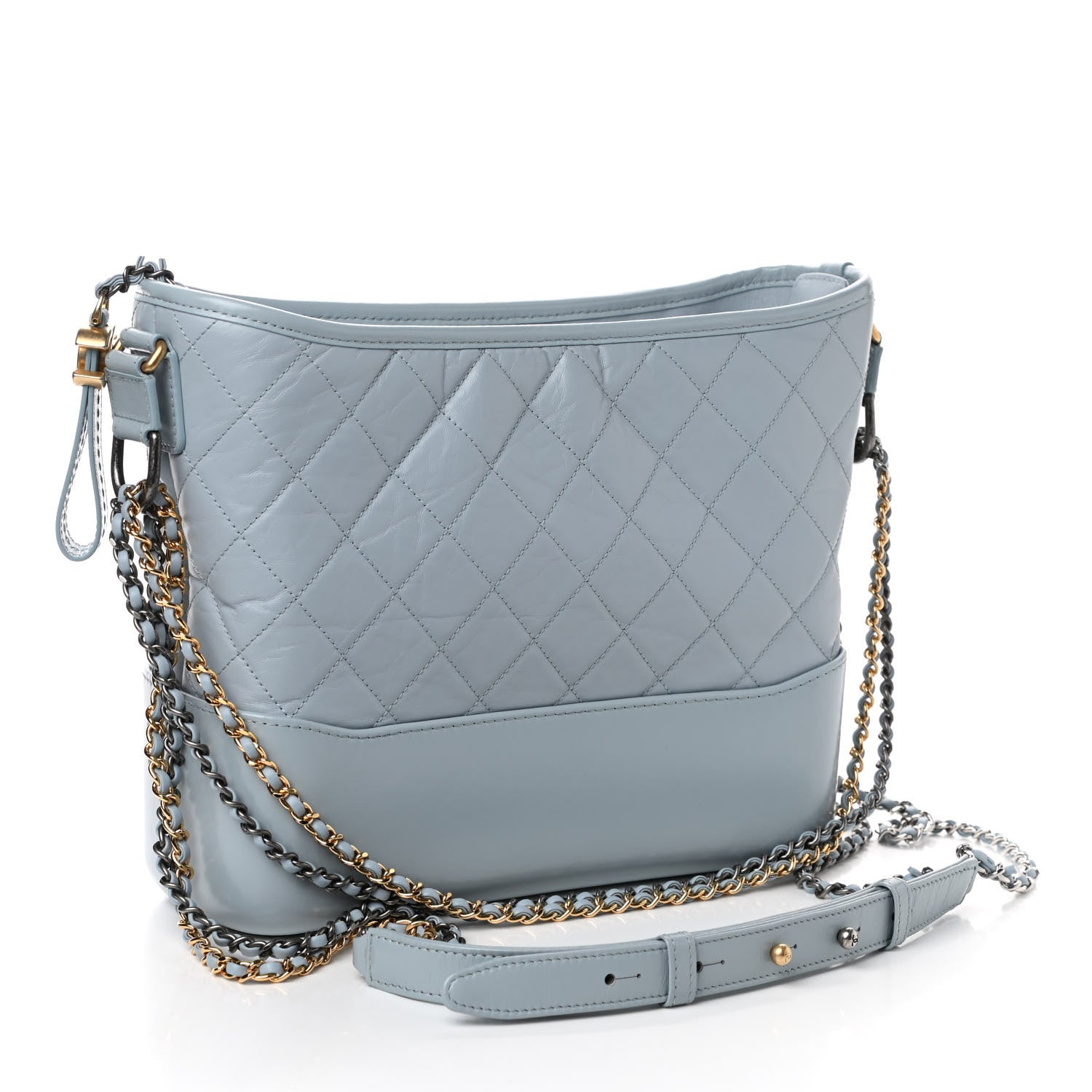 Chanel Aged Calfskin Quilted Medium Gabrielle Hobo Light Blue 3 of 10
