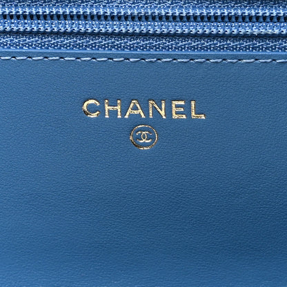 Chanel Denim Quilted CC Pearl Crush Wallet on Chain WOC Blue 6 of 11
