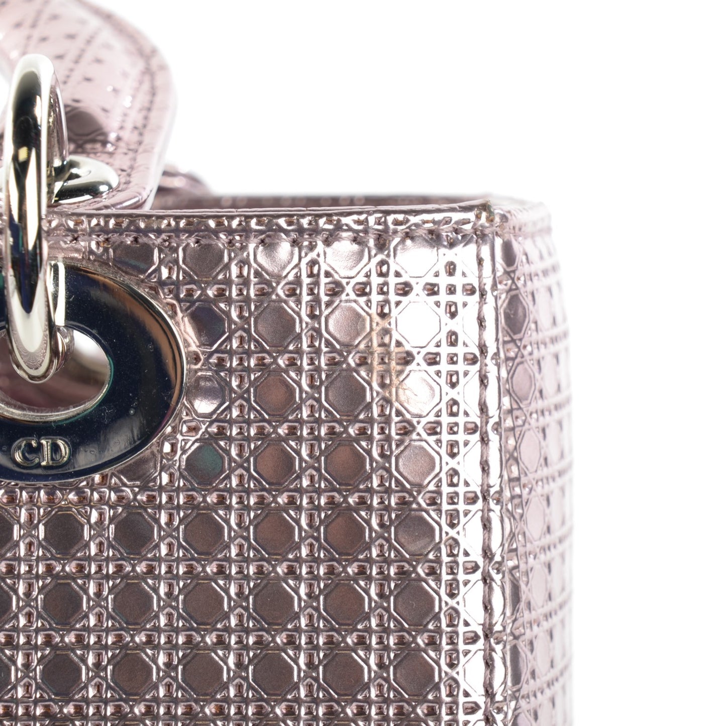 Metallic Patent Micro-Cannage Medium Lady Dior Pink