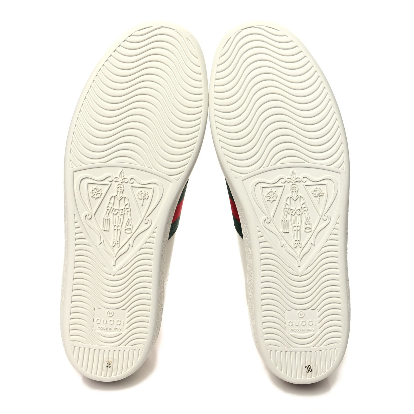 Calfskin Cat Embroidered Womens Ace Sneakers 38 White Green