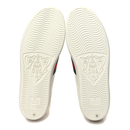 Gucci Calfskin Cat Embroidered Womens Ace Sneakers 38 White Green 5 of 9