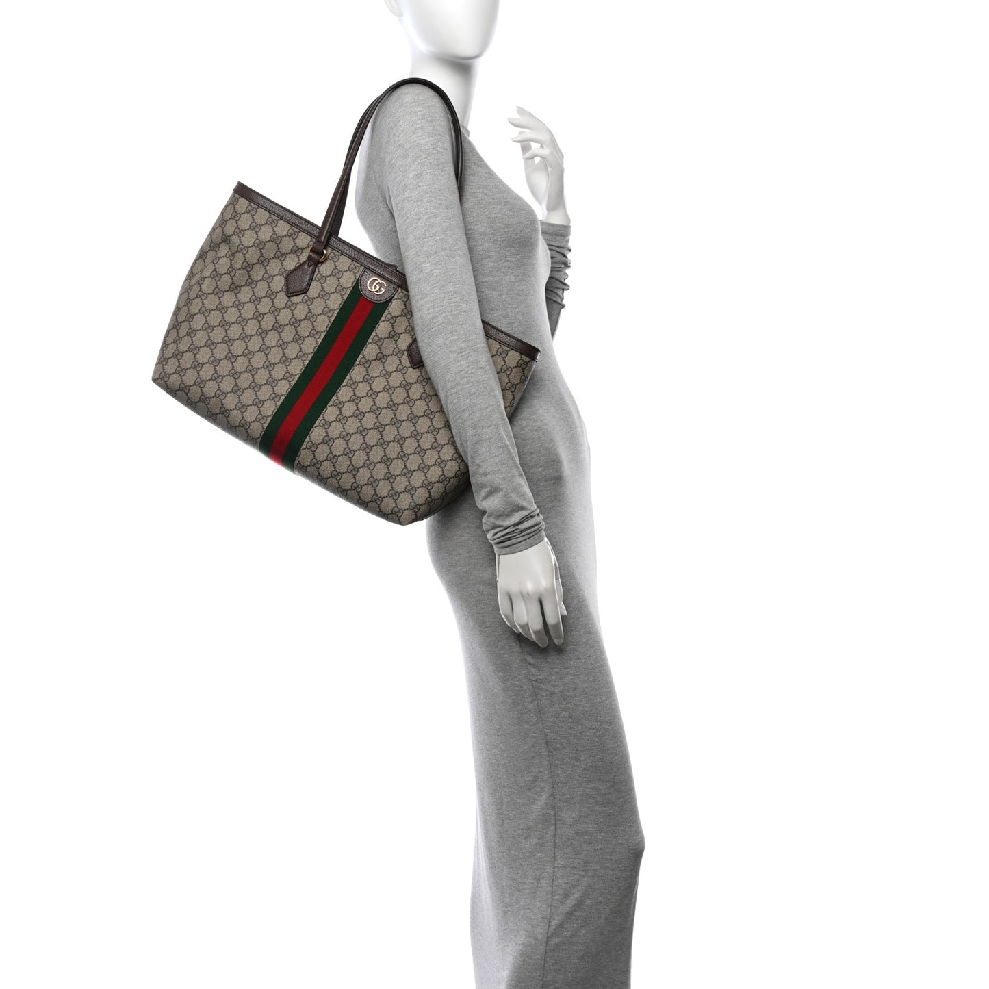 GG Supreme Monogram Medium Ophidia Shopping Tote Brown