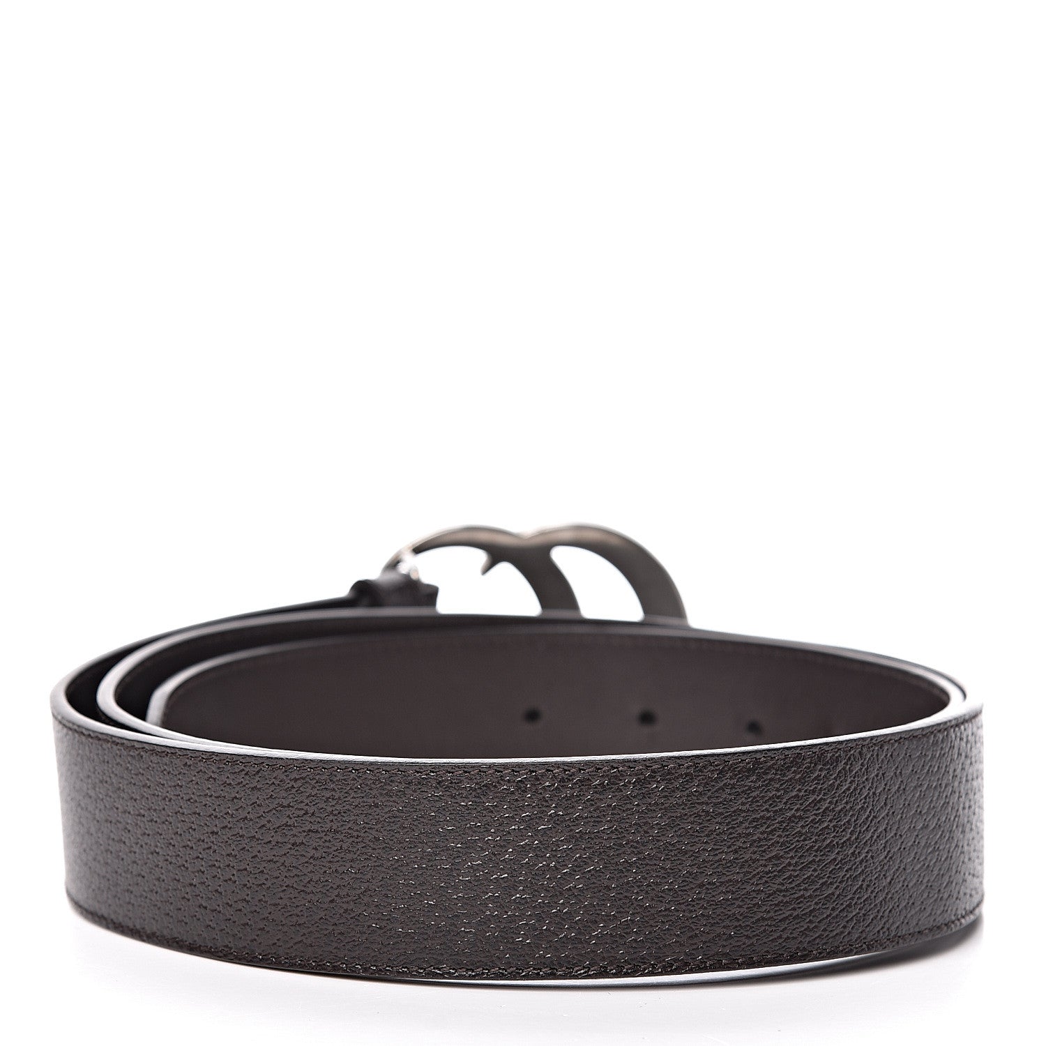 Gucci Textured Dollar Calfskin Nickel Double G 40mm Belt 105 42 Dark Cocoa 3 of 6