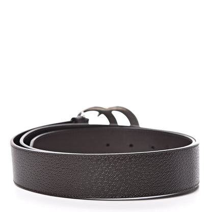 Gucci Textured Dollar Calfskin Nickel Double G 40mm Belt 105 42 Dark Cocoa 3 of 6