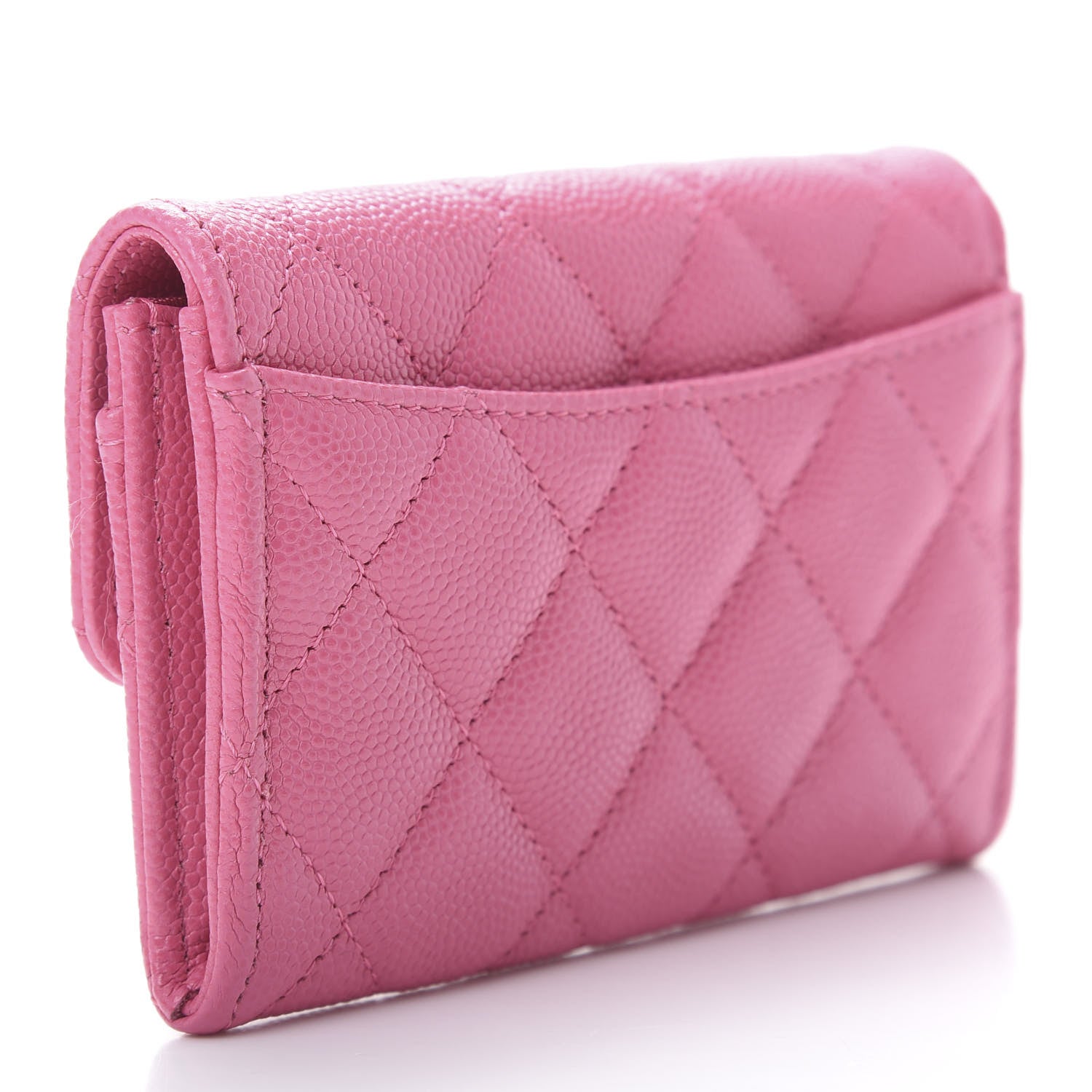 Chanel Caviar Quilted Flap Card Holder Wallet Pink 3 of 9