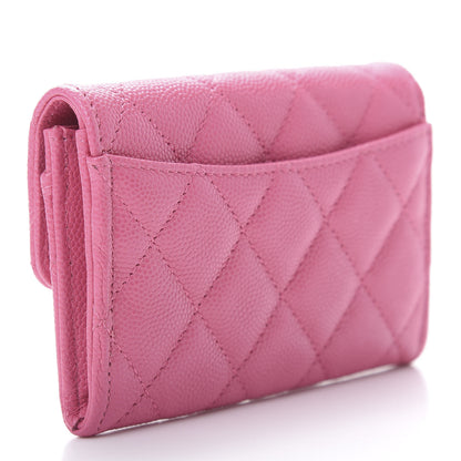 Chanel Caviar Quilted Flap Card Holder Wallet Pink 3 of 9