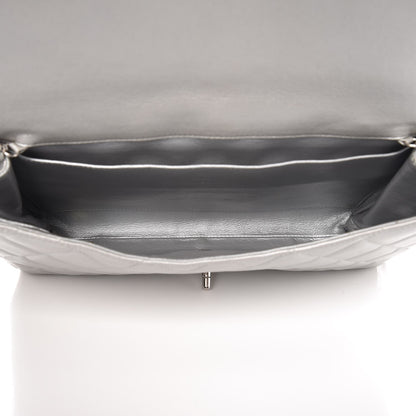 Chanel Metallic Lambskin Quilted Clutch With Chain Flap Grey 5 of 12