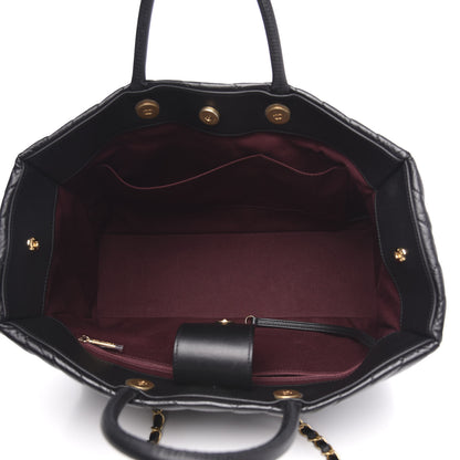 Chanel Aged Calfskin Chevron Large Coco Handle Shopping Tote Black 5 of 13
