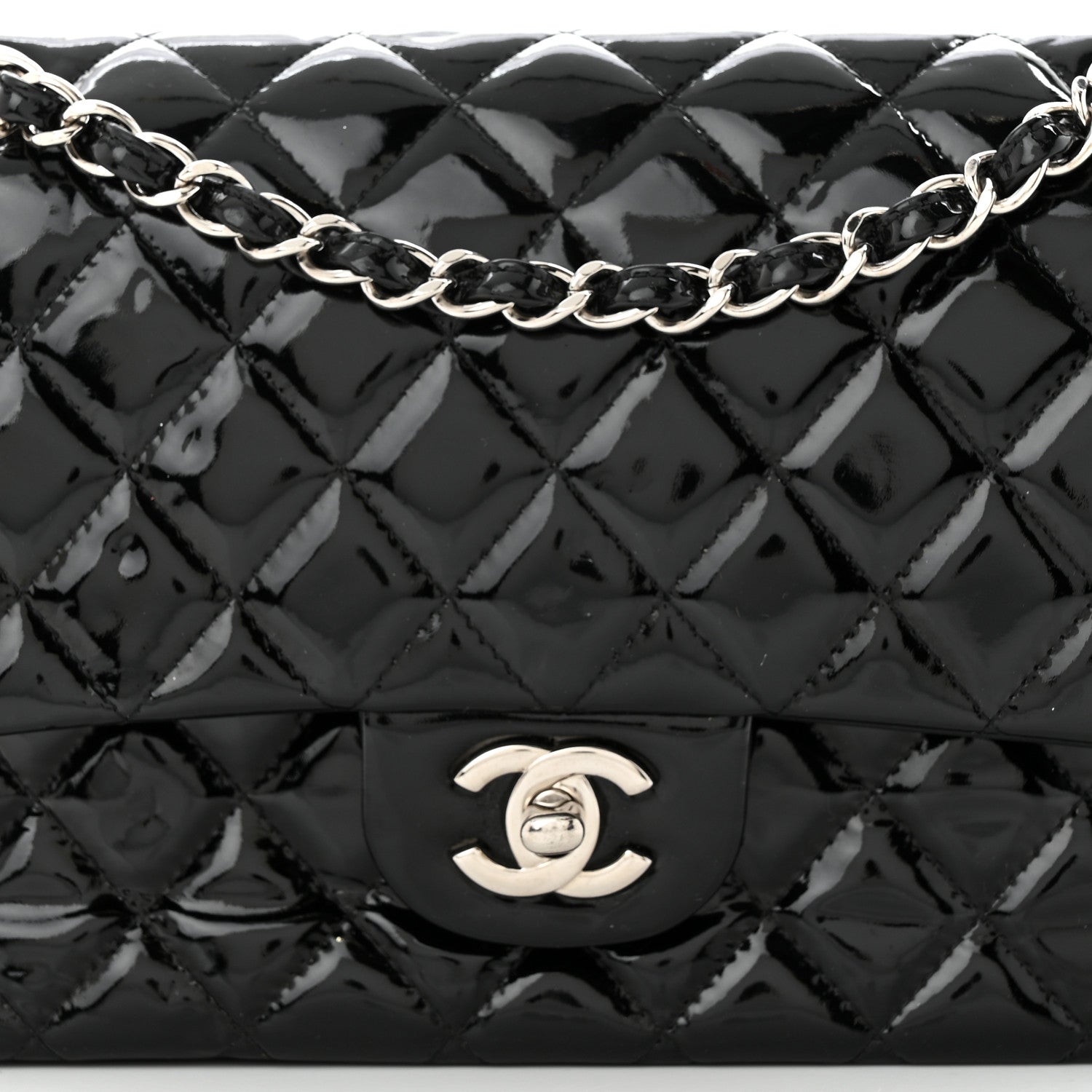 Chanel Patent Quilted Medium Double Flap Black 8 of 12