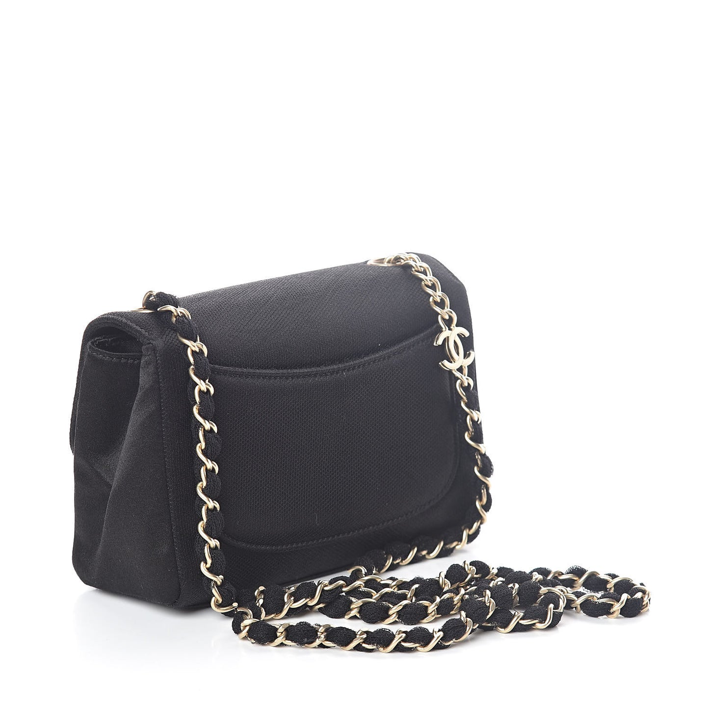 Satin Mesh Camellia Flap Black