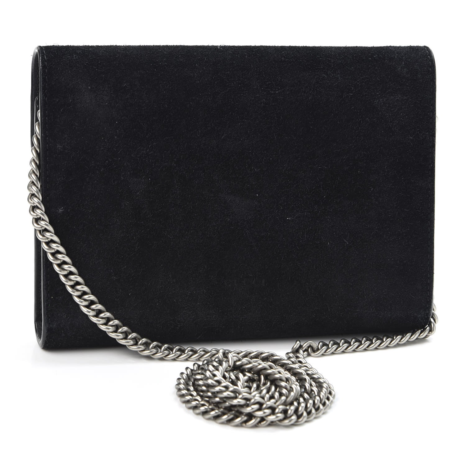 Gucci Suede Mini Dionysus Chain Wallet Black 2 of 9