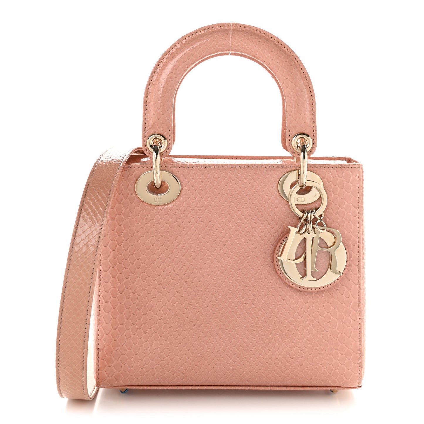 Snakeskin Small Lady Dior Pink