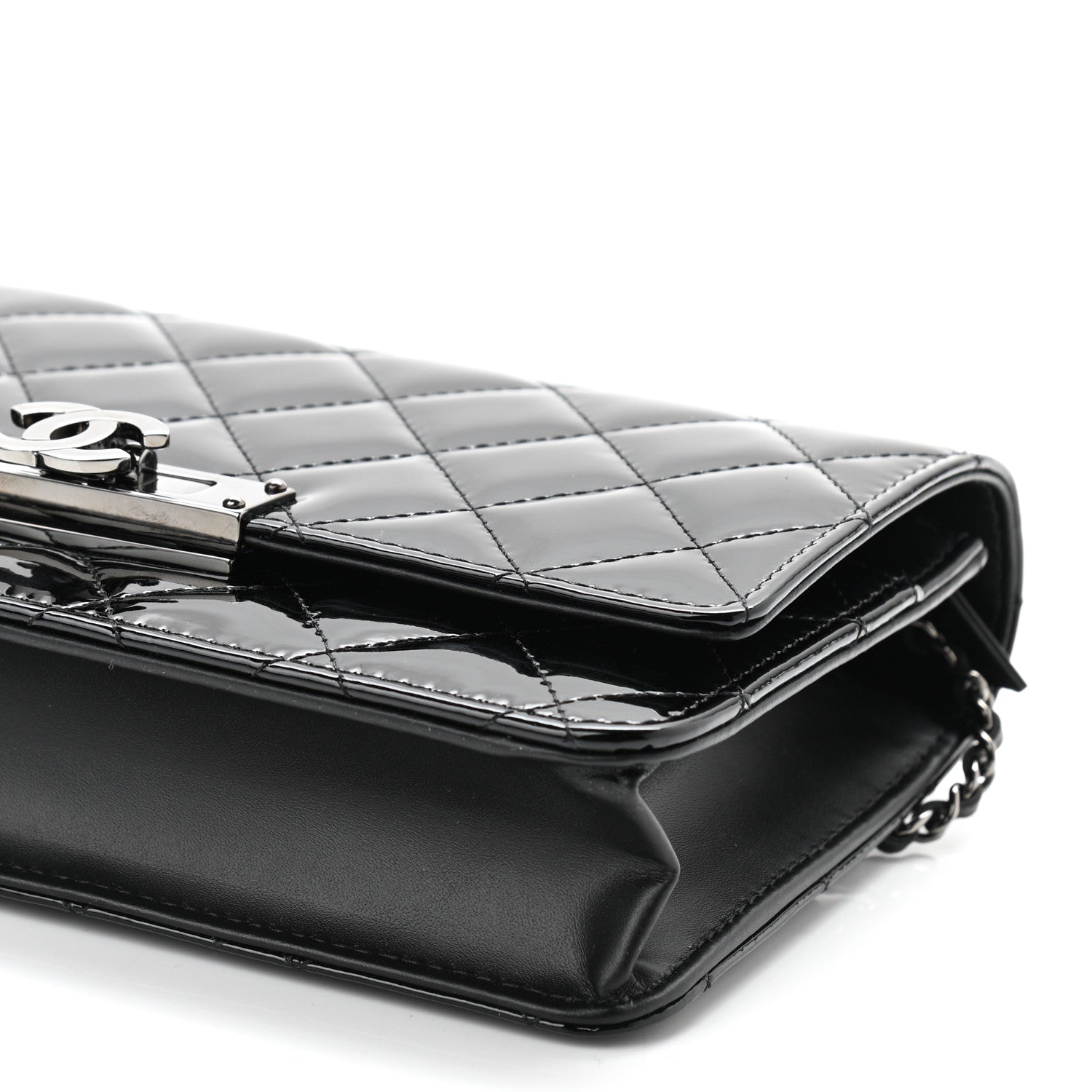 Chanel Patent Quilted Golden Class Wallet on Chain WOC Black 11 of 11