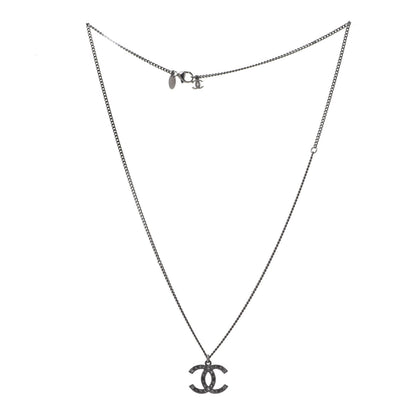 Chanel Crystal CC Necklace Silver 3 of 7