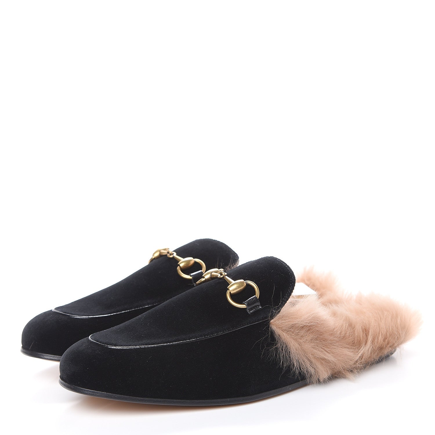 Gucci Velvet Fur Mens Princetown Slippers 6 Black 3 of 8
