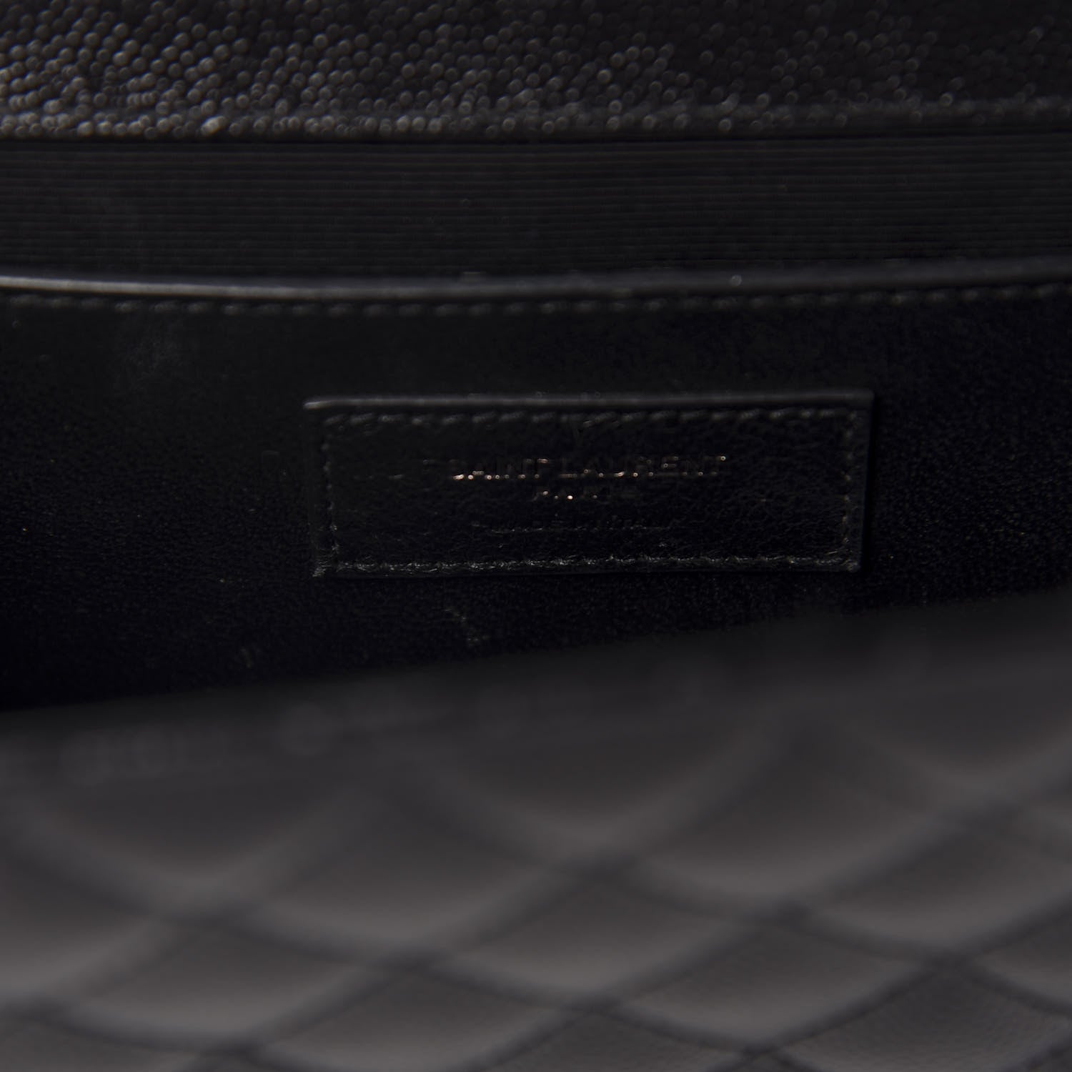 Saint Laurent Grain De Poudre Textured Mixed Matelasse Triquilt Medium Monogram Satchel Black 6 of 14