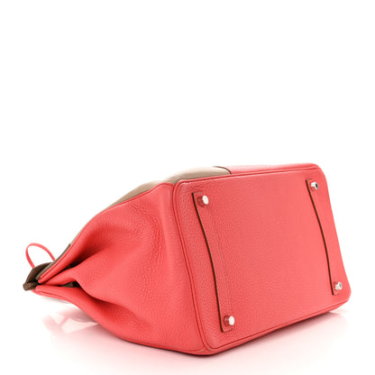 Hermes Togo Tadelakt Swift Casaque Tri-Color Birkin 35 Rose Jaipur Argile Etoupe 4 of 12
