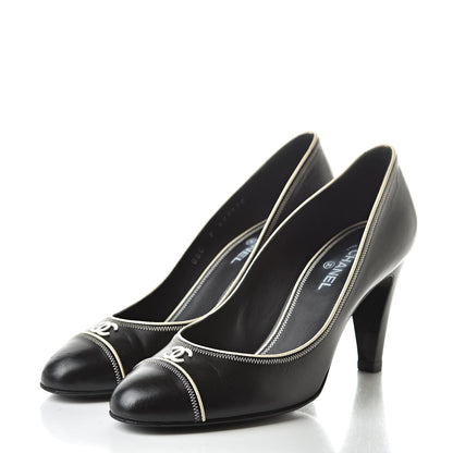 Chanel Lambskin CC Cap Toe Pumps 37 Black White 3 of 13