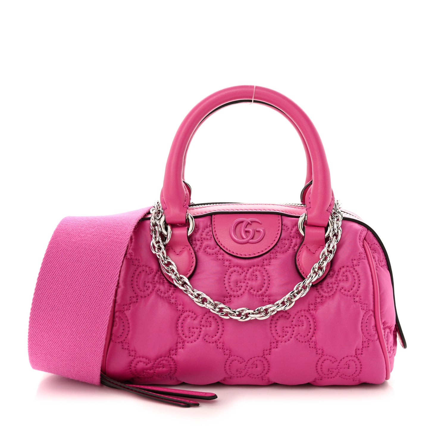 Nylon Calfskin Enamel GG Matelasse Mini Bowler Bag Lovely