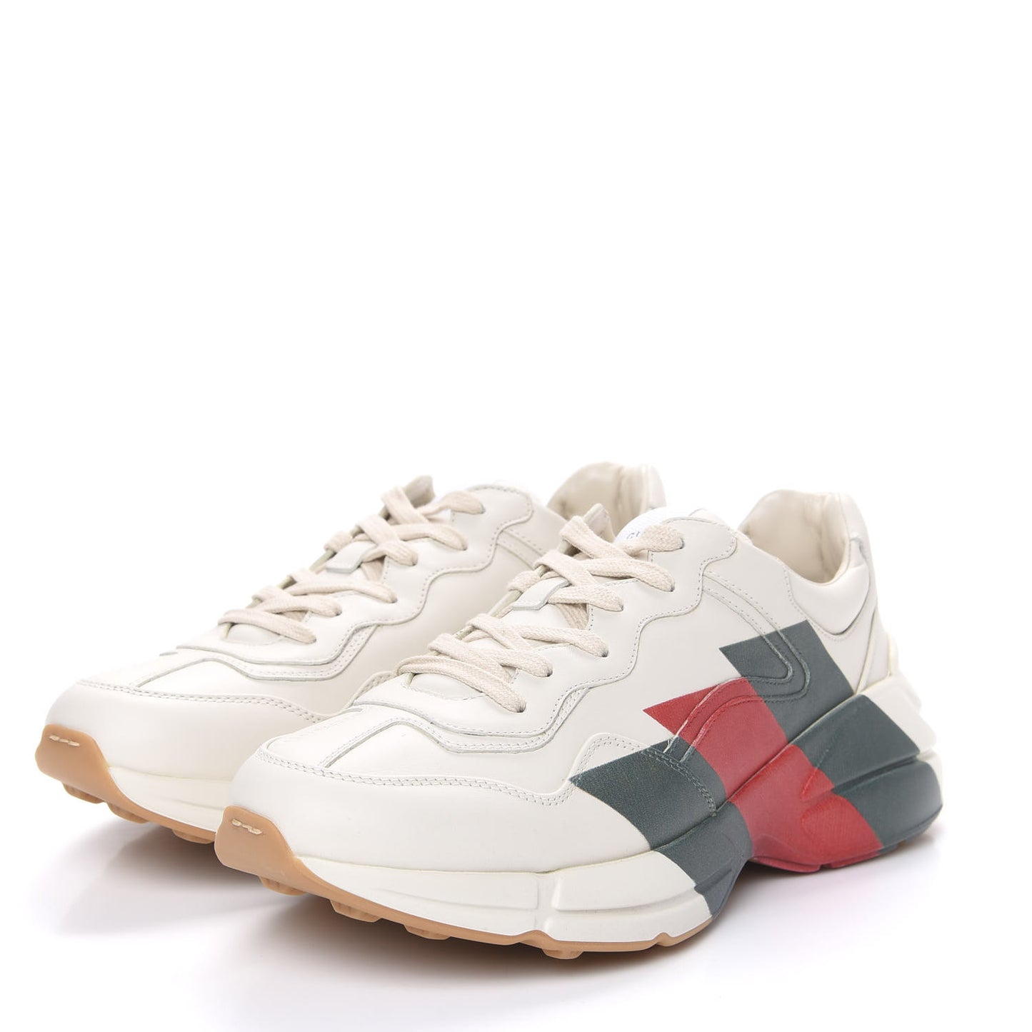 Calfskin Web Printed Mens Rhyton Sneakers 9.5 Mystic White