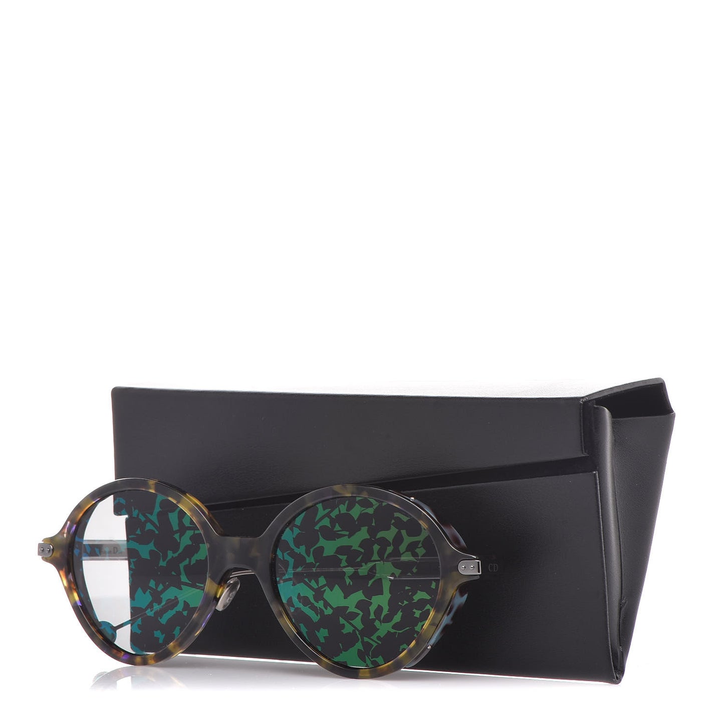 Acetate Leaf Print Umbrage Round Sunglasses Green Foliage