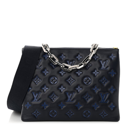Louis Vuitton Lambskin Embossed Monogram Coussin PM Navy 1 of 12