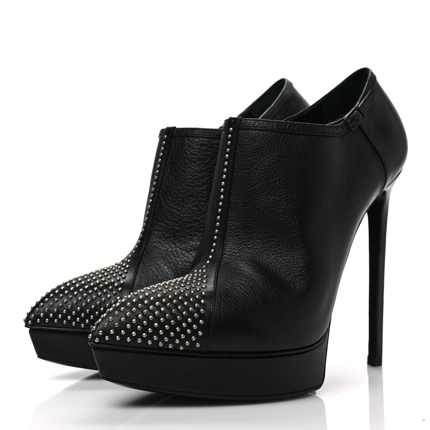 Saint Laurent Calfskin Studded Janis 105 Boots 39 Black 3 of 9
