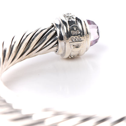 David Yurman Sterling Silver Diamond Amethyst 7mm Cable Classics Bracelet 6 of 6