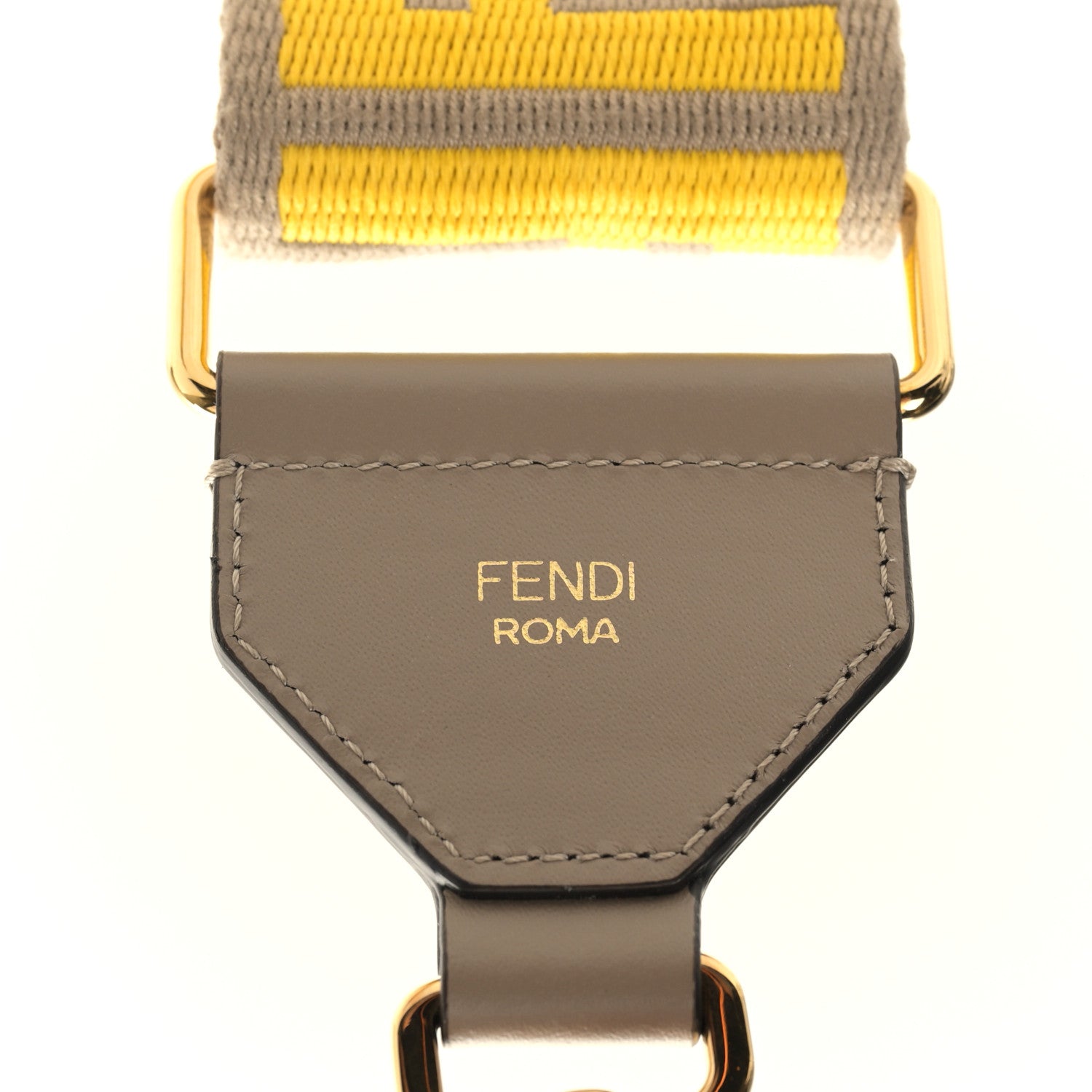 Fendi Ribbon Vitello King FF 1974 Adjustable Strap You Tortora Senape 3 of 5