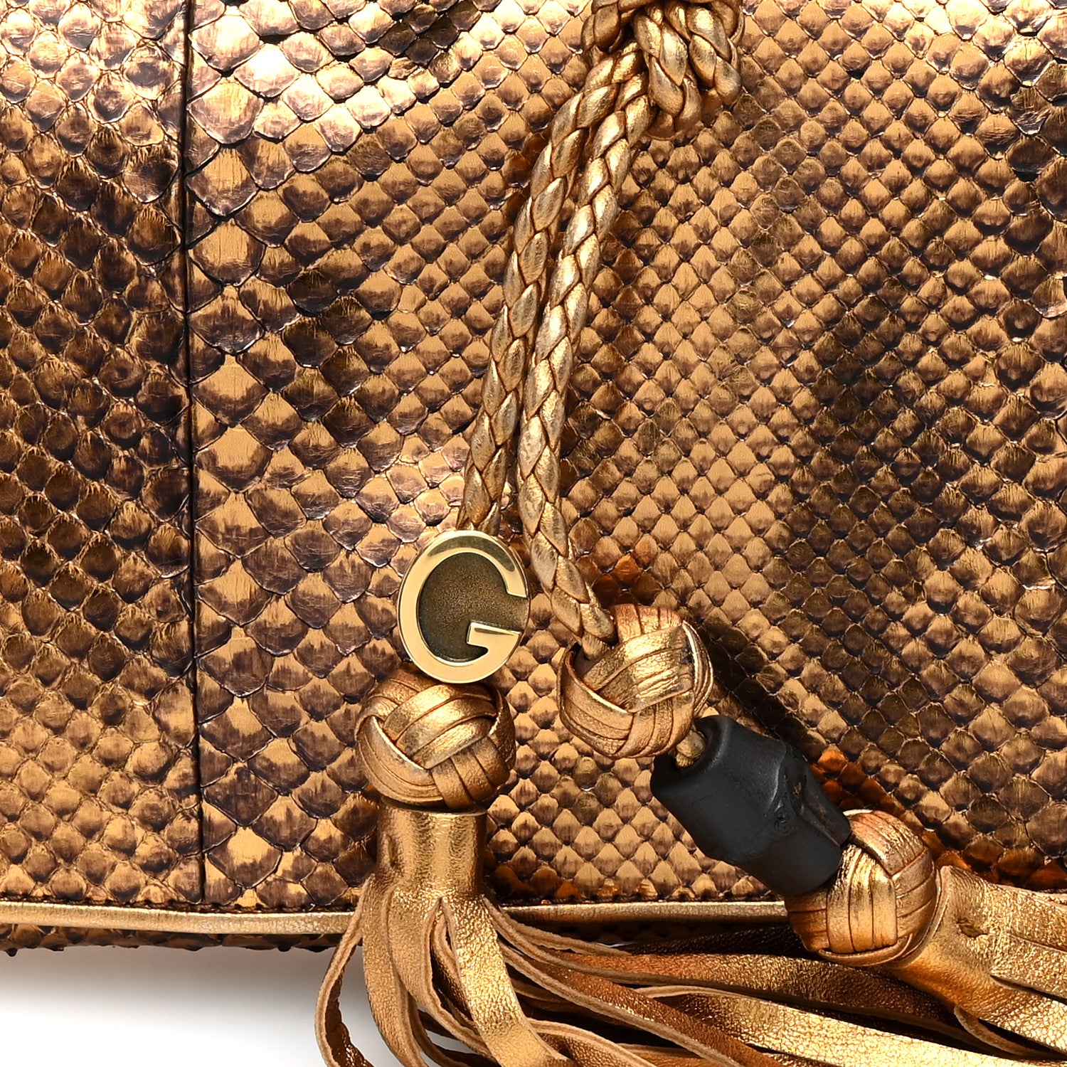 Gucci Metallic Snakeskin Malika Clutch Gold 8 of 8