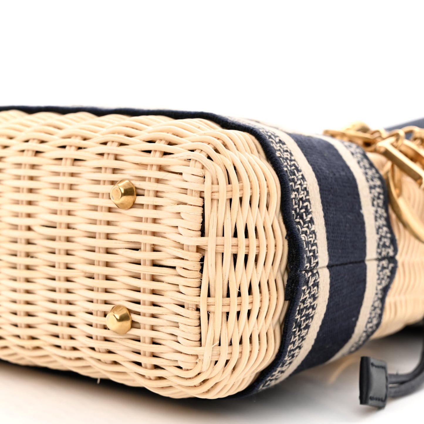 Wicker Oblique Mini Lady Dior Bag Blue