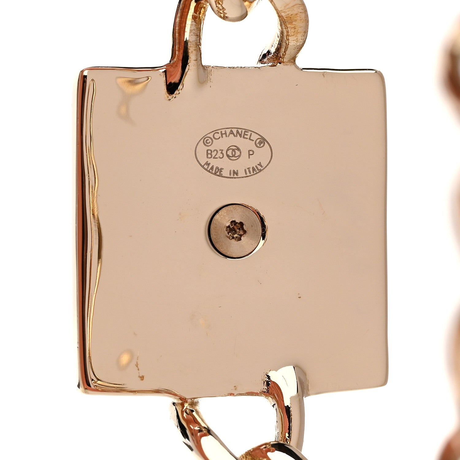 Chanel Metal Crystal CC Square Chain Hoop Earrings Gold 3 of 5