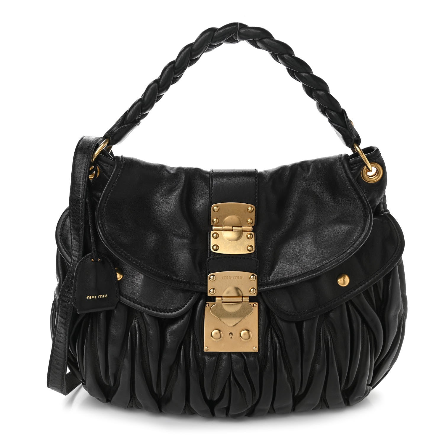 Miu Miu Nappa Matelasse Coffer Hobo Black 1 of 12