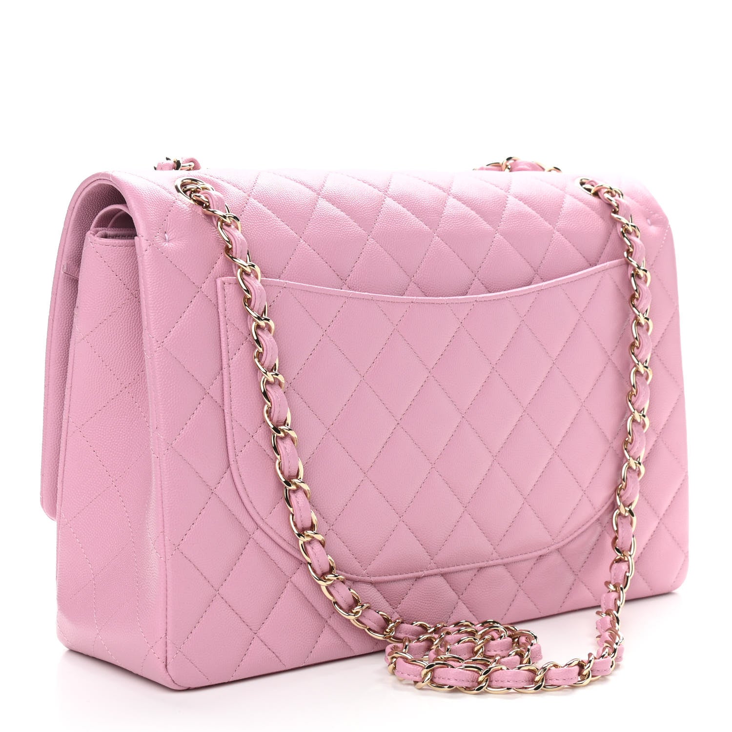 Chanel Caviar Quilted Maxi Double Flap Pink 3 of 10