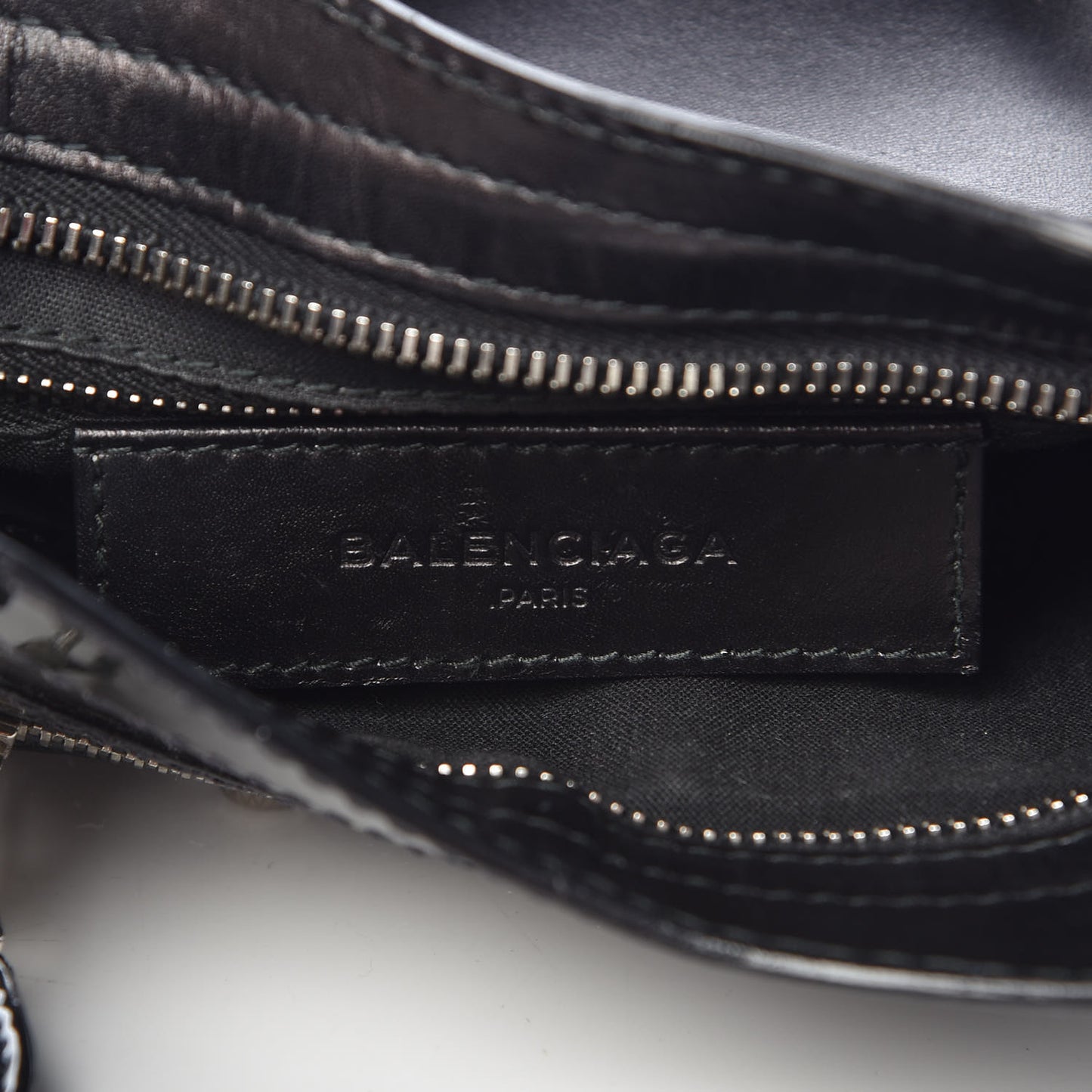 Smooth Calfskin Metallic Patent Giant 12 Silver Hardware Mini City Black Gris