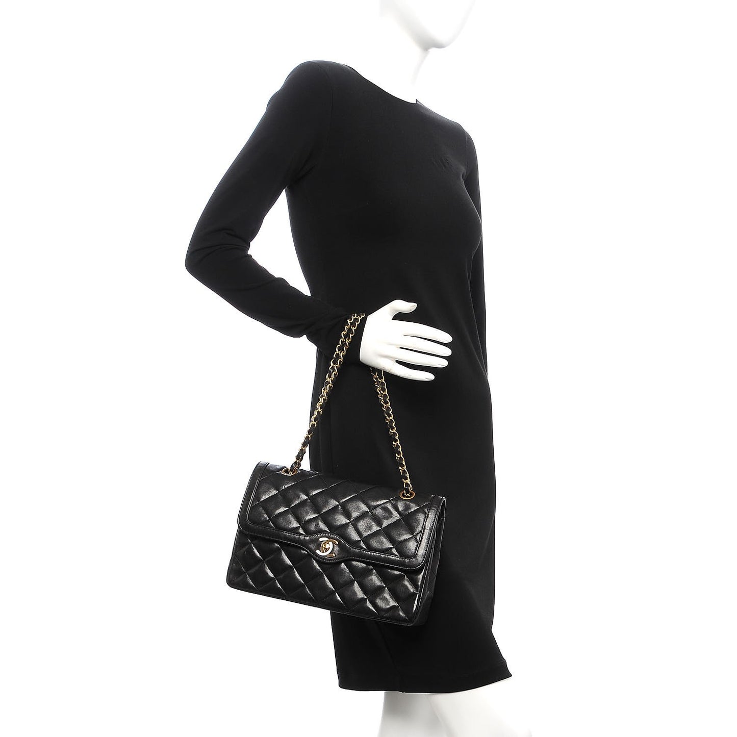Lambskin Quilted Medium Double Flap Black