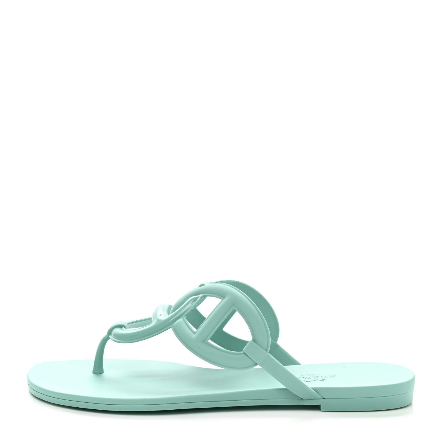 Hermes Rubber Womens Egerie Sandals 37 Vert Embrun 1 of 8