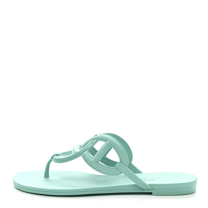 Hermes Rubber Womens Egerie Sandals 37 Vert Embrun 1 of 8