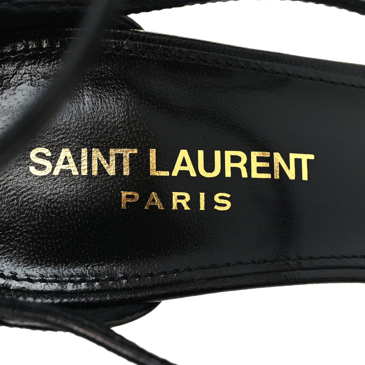 Saint Laurent Calfskin Cassandra 100 Ankle Strap Sandals 39 Black Gold 8 of 9
