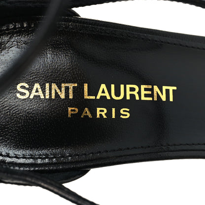 Saint Laurent Calfskin Cassandra 100 Ankle Strap Sandals 39 Black Gold 8 of 9