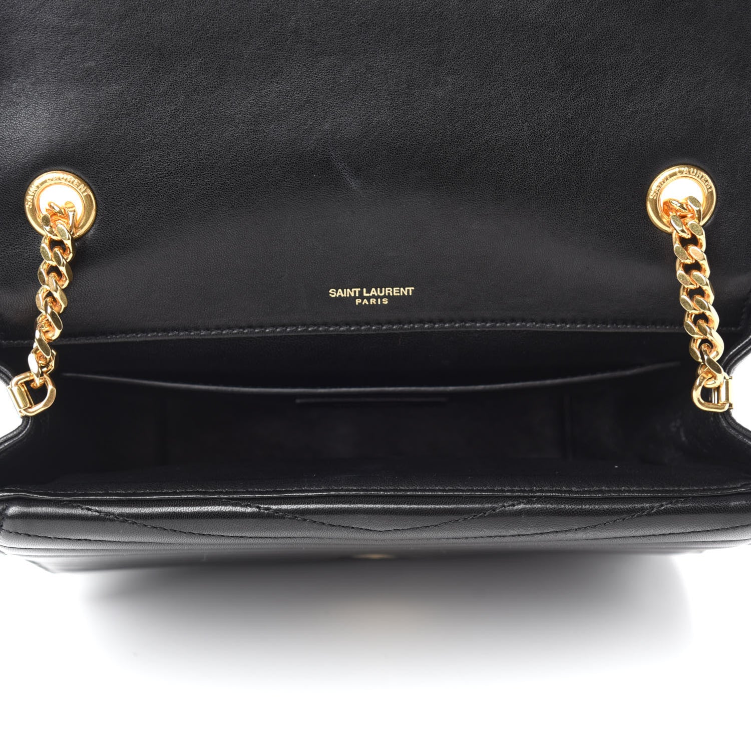 Saint Laurent Lambskin Matelasse Chevron Monogram Medium Sulpice Bag Black 5 of 11