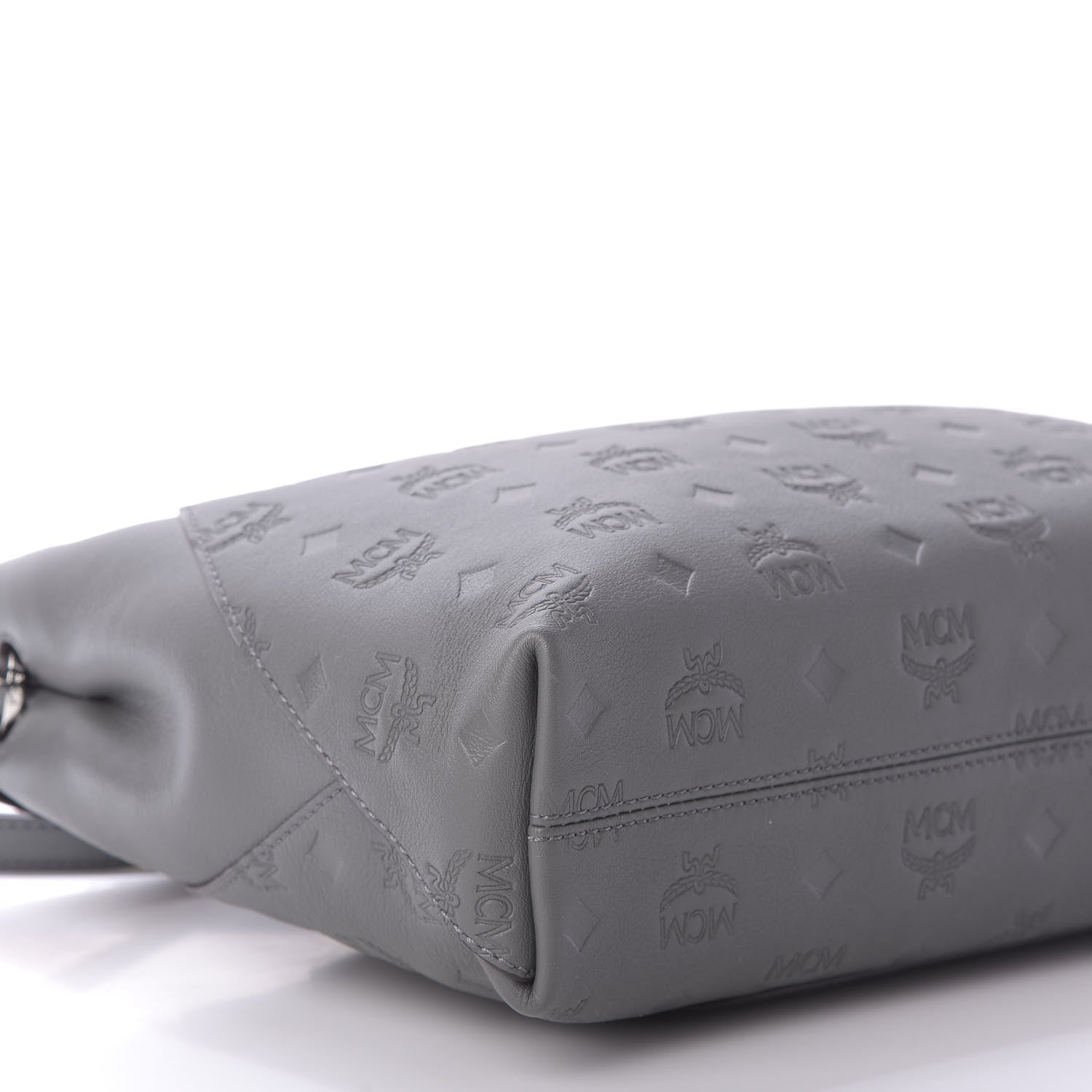 MCM Calfskin Ottomar Monogram Medium Klara Shoulder Bag Charcoal 6 of 9