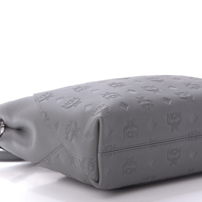 MCM Calfskin Ottomar Monogram Medium Klara Shoulder Bag Charcoal 6 of 9