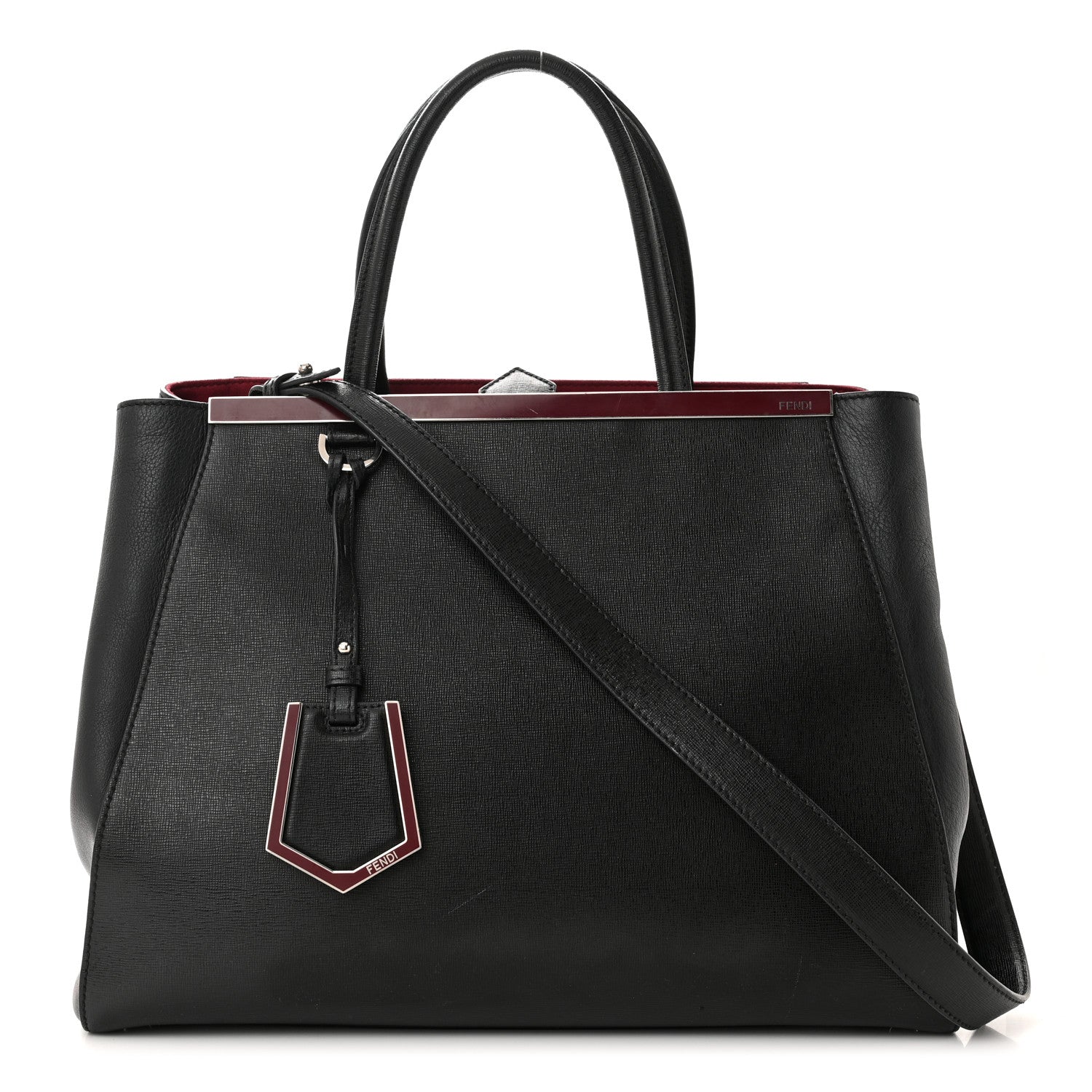 Fendi Vitello Elite Regular 2Jours Tote Black Vino 1 of 12