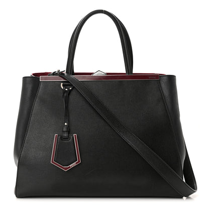 Fendi Vitello Elite Regular 2Jours Tote Black Vino 1 of 12