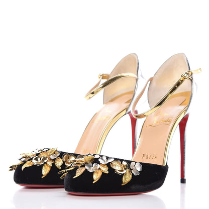 Christian Louboutin Velvet Specchio Galvafiori 100 Ankle Strap Pumps 36 Multicolor 3 of 8