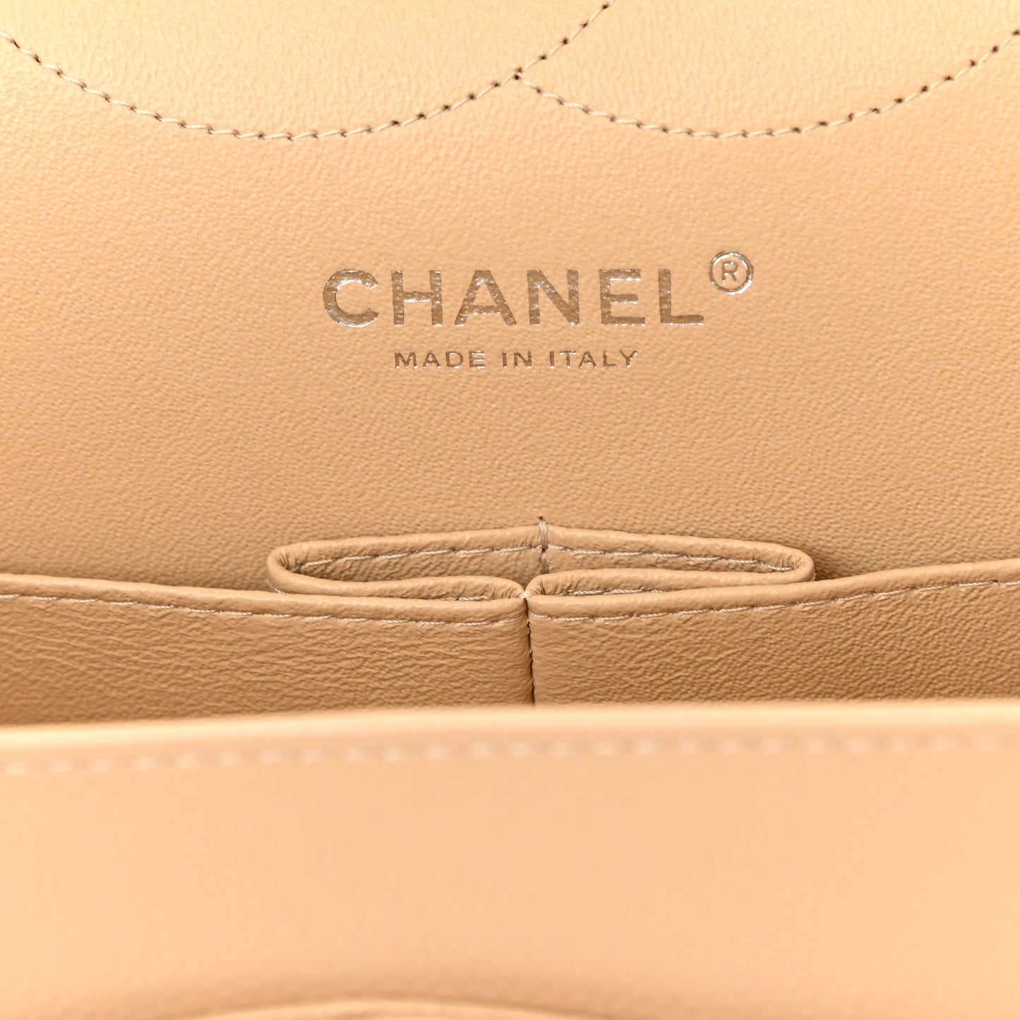 Caviar Quilted Jumbo Double Flap Beige