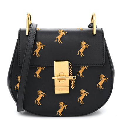 Chloe Calfskin Little Horses Embroidered Mini Drew Bijou Shoulder Bag Full Blue 1 of 14